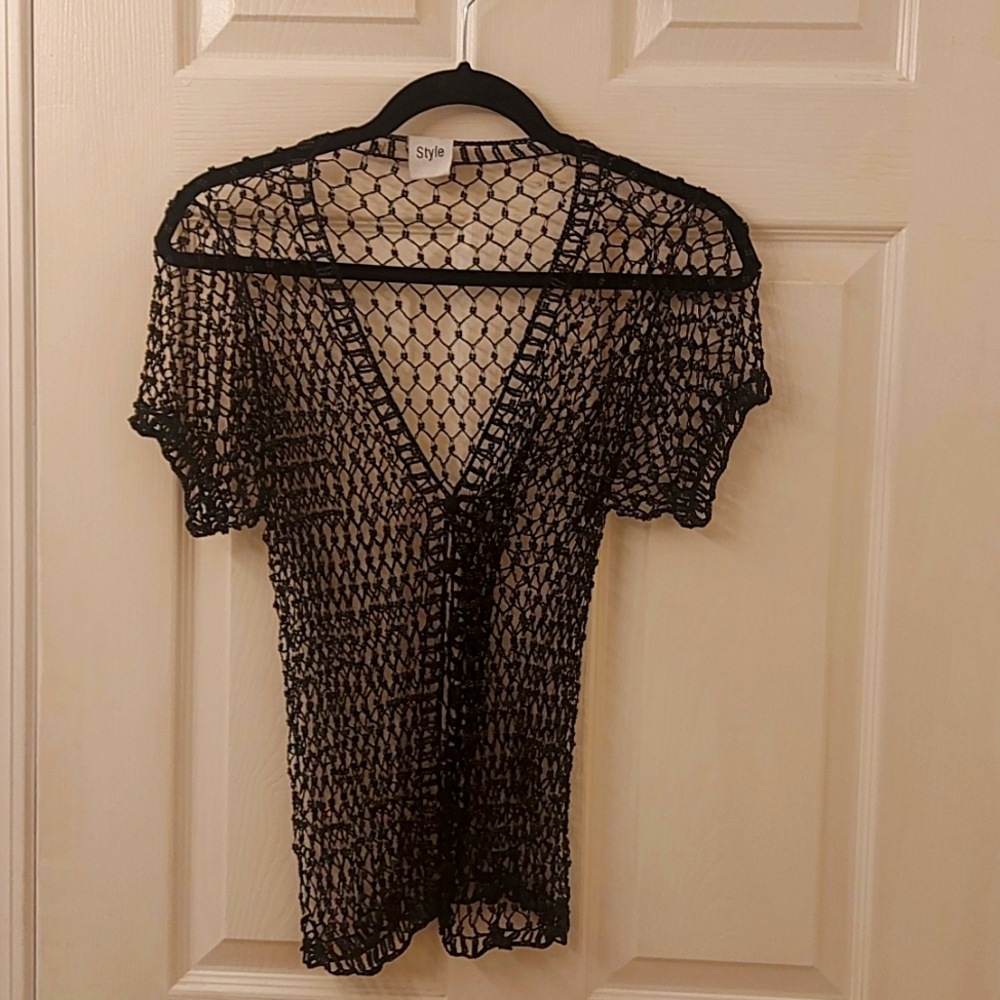 Black fully beaded top or jacket